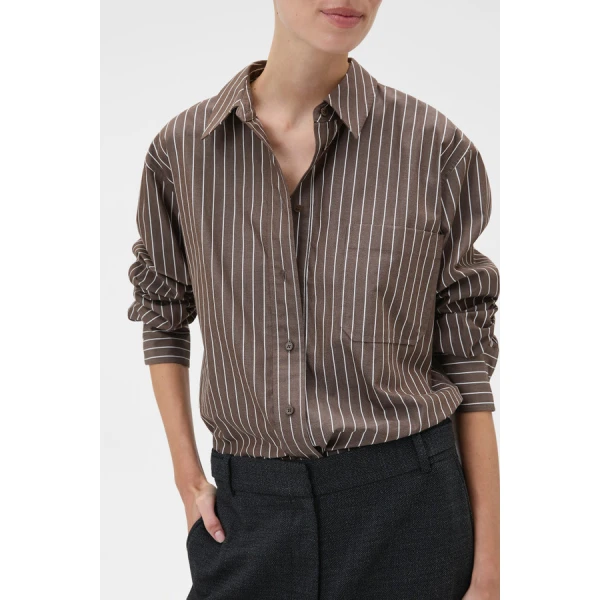 Oroton Long Sleeve Stripe Shirt - Oroton Tops - Australian Heritage Luxury - Shop at Coveti