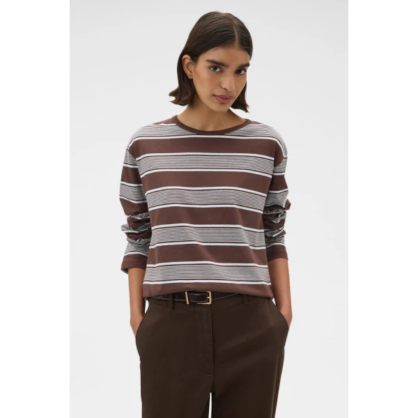 Oroton Long Sleeve Stripe Tee - Oroton Tops - Australian Heritage Luxury - Shop at Coveti