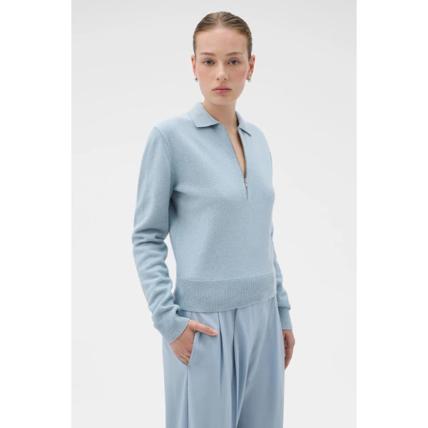 Oroton Long Sleeve Zip Polo - Oroton Tops - Australian Heritage Luxury - Shop at Coveti