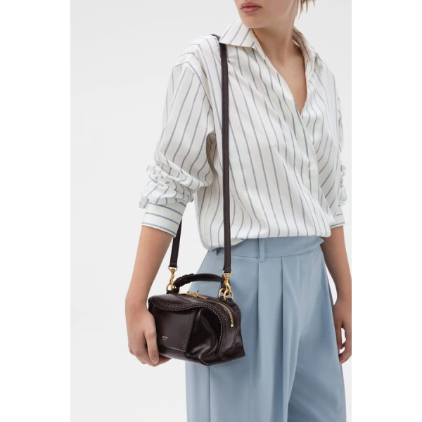 Oroton Mica Crackle Broguing Mini Bowler - Bags - Australian Luxury Leather Handbag at Coveti