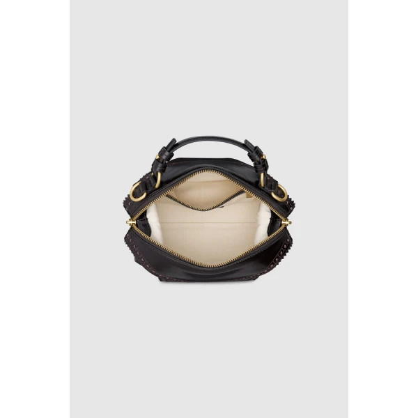 Oroton Mica Crackle Broguing Mini Bowler - Bags - Australian Luxury Leather Handbag at Coveti