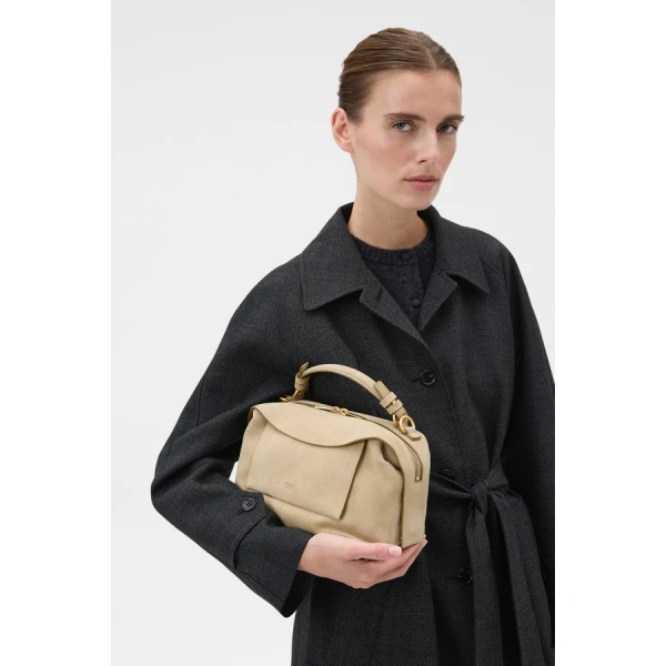 Oroton Mica Suede Bowler - Bags - Australian Luxury Leather Handbag at Coveti