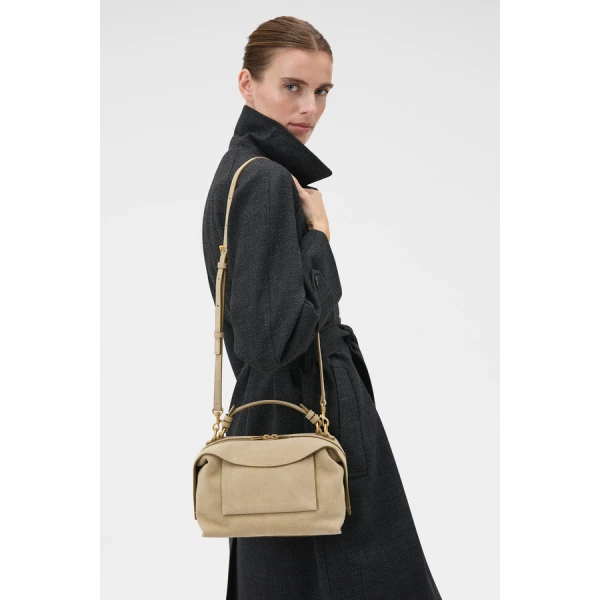 Oroton Mica Suede Bowler - Bags - Australian Luxury Leather Handbag at Coveti