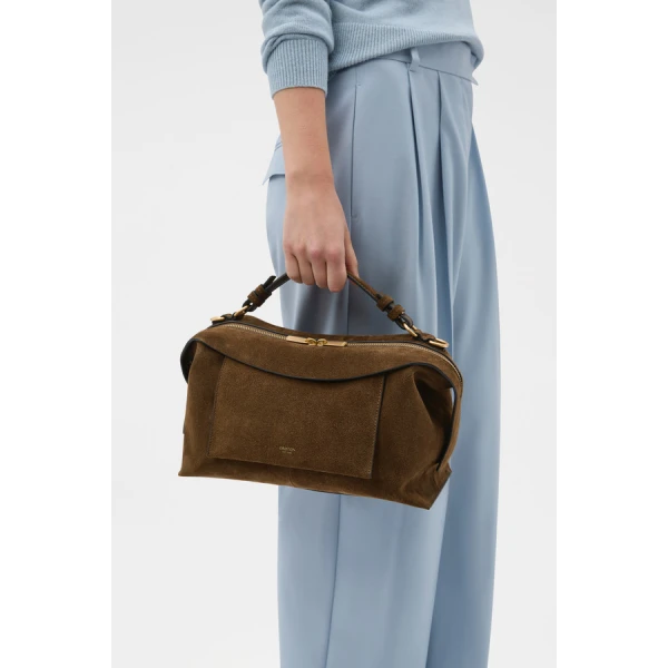 Oroton Mica Suede Large Bowler - Bags - Australian Luxury Leather Handbag at Coveti