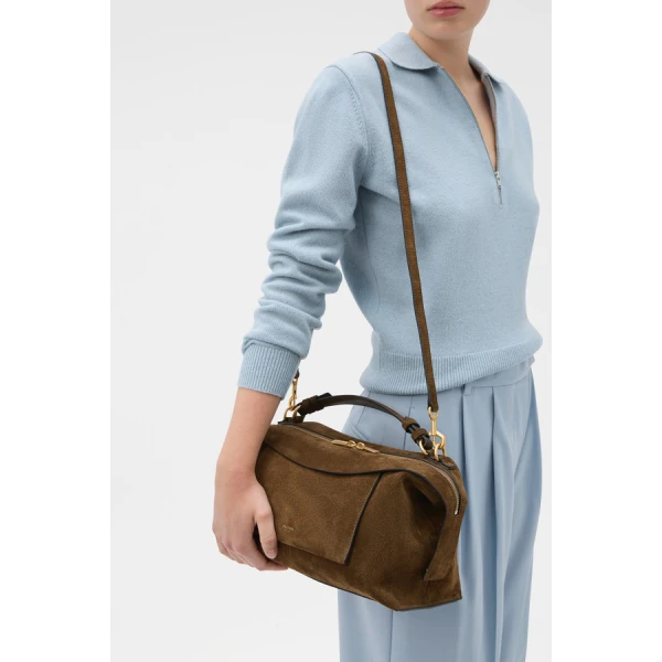 Oroton Mica Suede Large Bowler - Bags - Australian Luxury Leather Handbag at Coveti