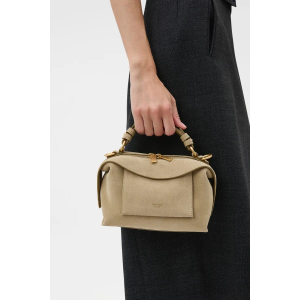 Oroton Mica Suede Mini Bowler - Bags - Australian Luxury Leather Handbag at Coveti