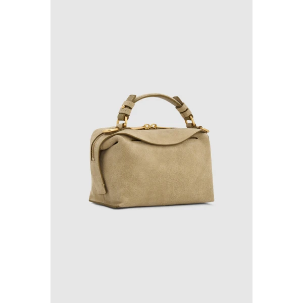 Oroton Mica Suede Mini Bowler - Bags - Australian Luxury Leather Handbag at Coveti