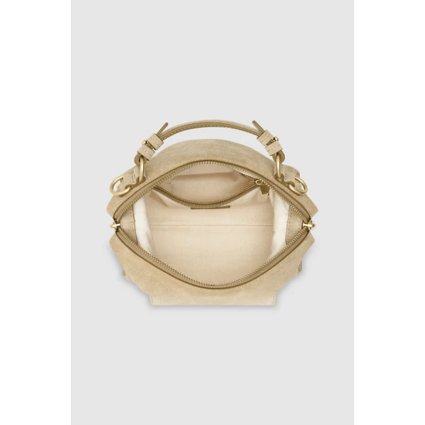 Oroton Mica Suede Mini Bowler - Bags - Australian Luxury Leather Handbag at Coveti