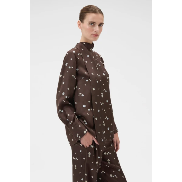 Oroton Mini Daisy Tie Neck Tunic - Oroton Tops - Australian Heritage Luxury - Shop at Coveti