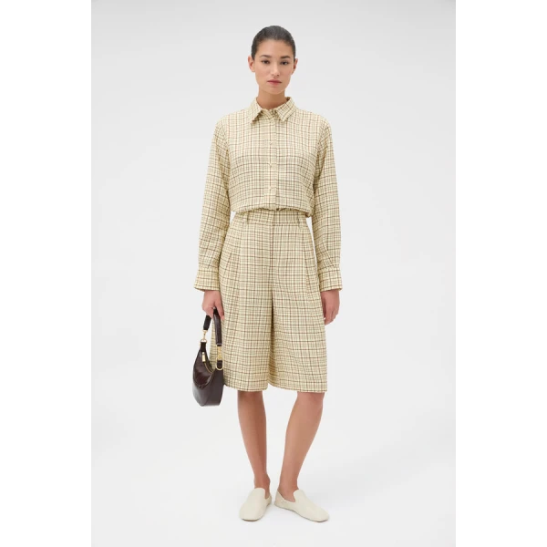 Oroton Pleat Check Short - Oroton Shorts - Australian Heritage Luxury - Shop at Coveti