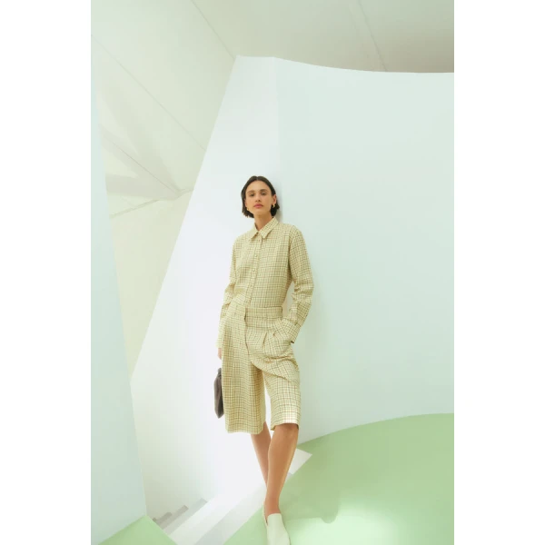 Oroton Pleat Check Short - Oroton Shorts - Australian Heritage Luxury - Shop at Coveti