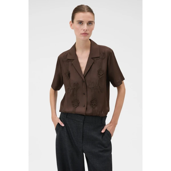 Oroton Ribbon Trim Camp Shirt - Oroton Tops - Australian Heritage Luxury - Shop at Coveti