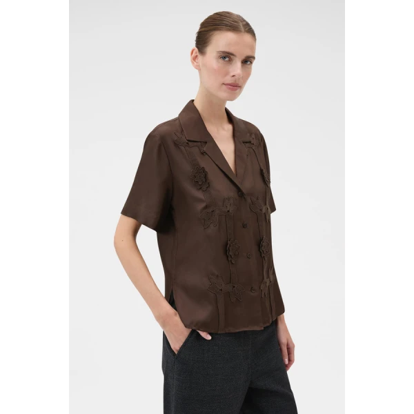 Oroton Ribbon Trim Camp Shirt - Oroton Tops - Australian Heritage Luxury - Shop at Coveti