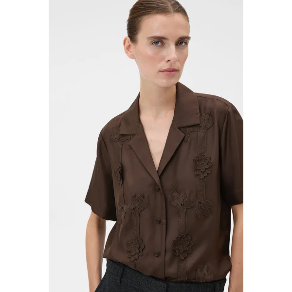 Oroton Ribbon Trim Camp Shirt - Oroton Tops - Australian Heritage Luxury - Shop at Coveti