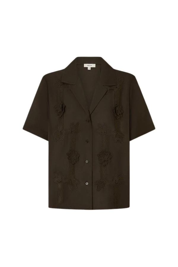 Oroton Ribbon Trim Camp Shirt - Oroton Tops - Australian Heritage Luxury - Shop at Coveti