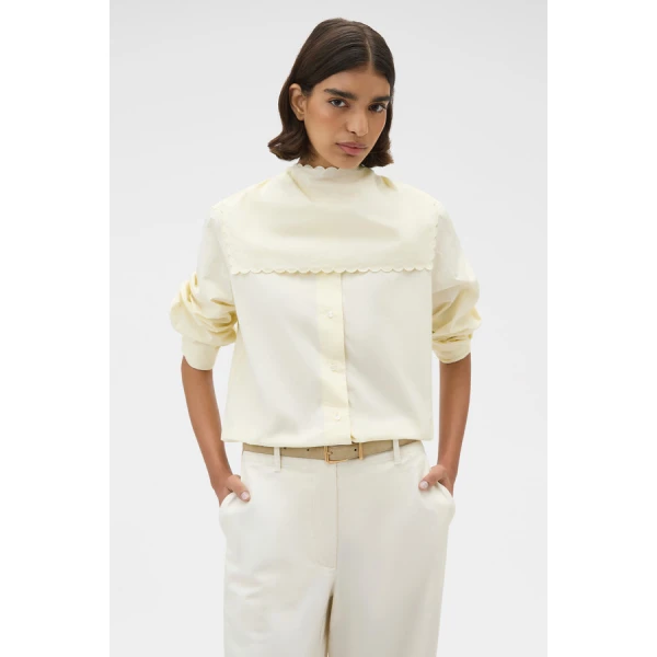 Oroton Scallop Tie Neck Shirt - Oroton Tops - Australian Heritage Luxury - Shop at Coveti