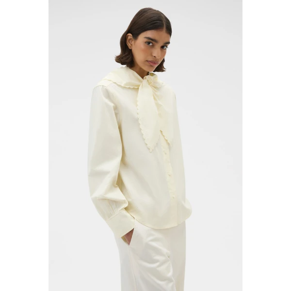 Oroton Scallop Tie Neck Shirt - Oroton Tops - Australian Heritage Luxury - Shop at Coveti