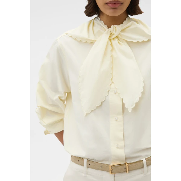 Oroton Scallop Tie Neck Shirt - Oroton Tops - Australian Heritage Luxury - Shop at Coveti