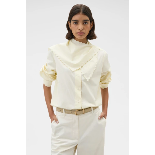 Oroton Scallop Tie Neck Shirt - Oroton Tops - Australian Heritage Luxury - Shop at Coveti