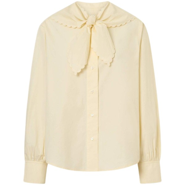 Oroton Scallop Tie Neck Shirt - Oroton Tops - Australian Heritage Luxury - Shop at Coveti