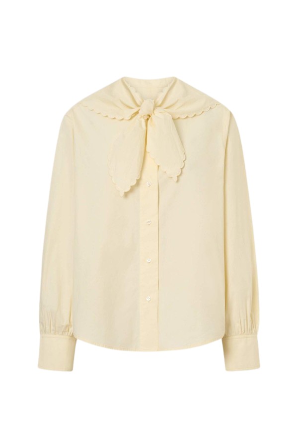 Oroton Scallop Tie Neck Shirt - Oroton Tops - Australian Heritage Luxury - Shop at Coveti
