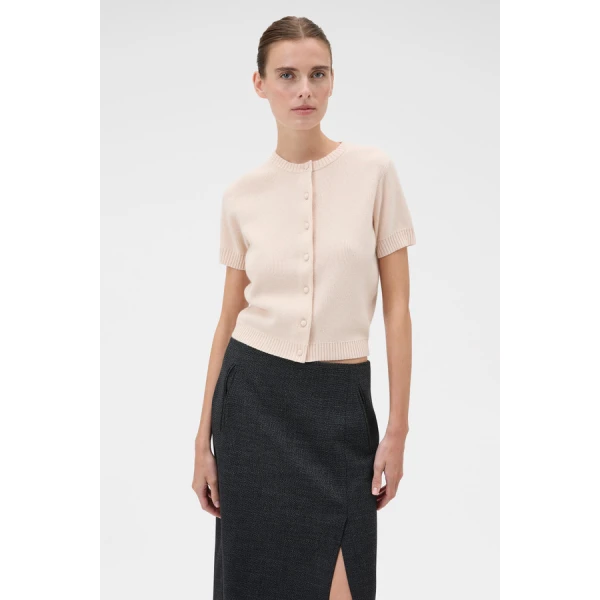 Oroton Short Sleeve Crew Cardigan - Oroton Knitwear - Australian Heritage Luxury - Shop at Coveti