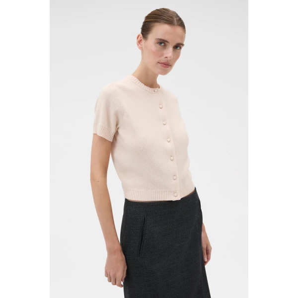 Oroton Short Sleeve Crew Cardigan - Oroton Knitwear - Australian Heritage Luxury - Shop at Coveti