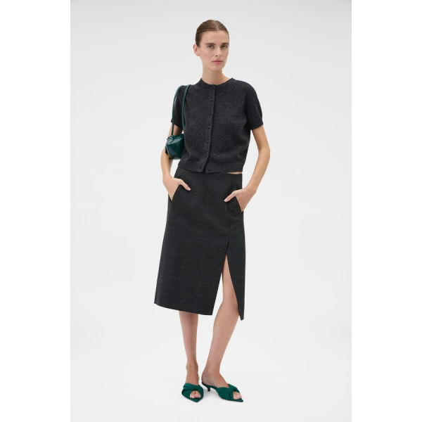 Oroton Short Sleeve Crew Cardigan - Oroton Knitwear - Australian Heritage Luxury - Shop at Coveti