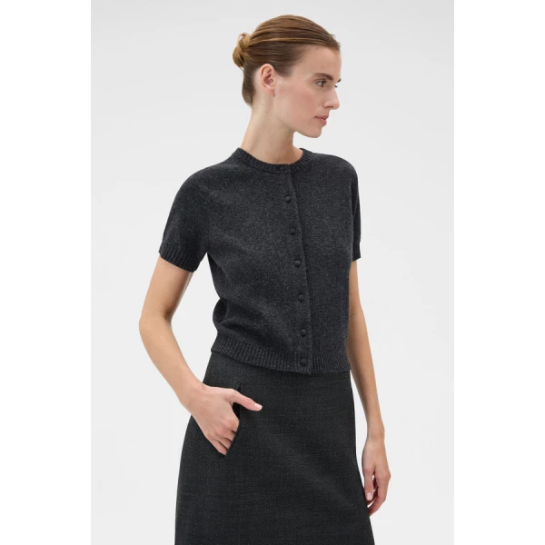 Oroton Short Sleeve Crew Cardigan - Oroton Knitwear - Australian Heritage Luxury - Shop at Coveti
