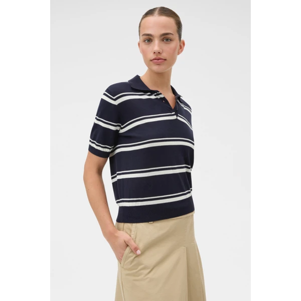 Oroton Short Sleeve Stripe Knit Polo - Oroton Tops - Australian Heritage Luxury - Shop at Coveti