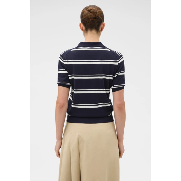 Oroton Short Sleeve Stripe Knit Polo - Oroton Tops - Australian Heritage Luxury - Shop at Coveti