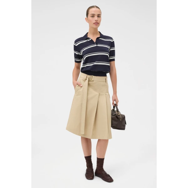Oroton Short Sleeve Stripe Knit Polo - Oroton Tops - Australian Heritage Luxury - Shop at Coveti