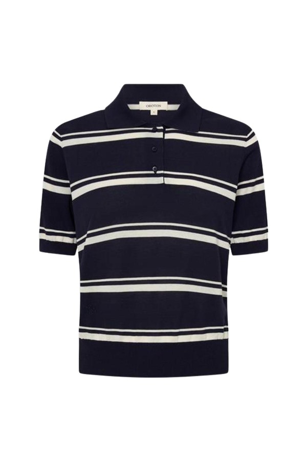 Oroton Short Sleeve Stripe Knit Polo - Oroton Tops - Australian Heritage Luxury - Shop at Coveti