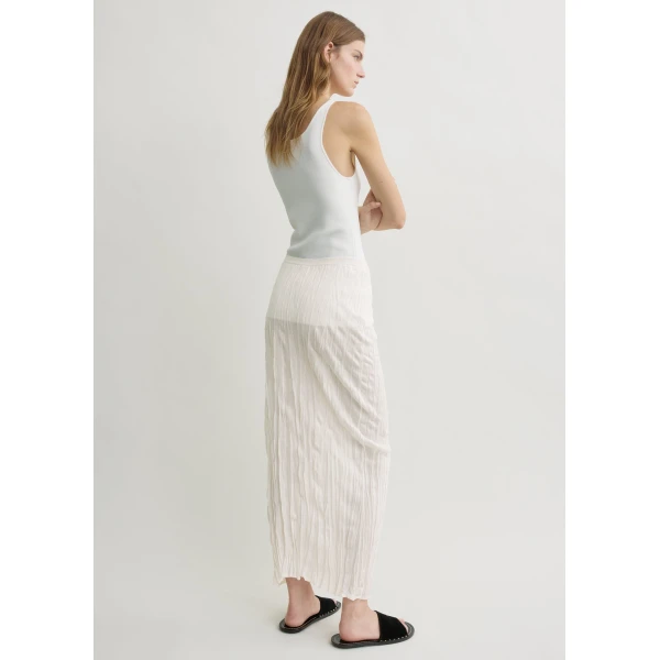 Crinkled Knit Skirt Pale Apricot - Image 3