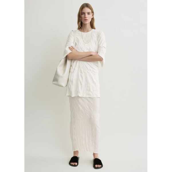 Crinkled Knit Skirt Pale Apricot - Image 5