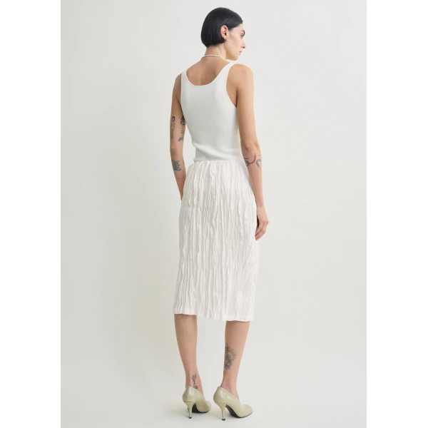 Crinkled Linen Skirt White - Image 3