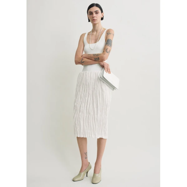Crinkled Linen Skirt White - Image 5