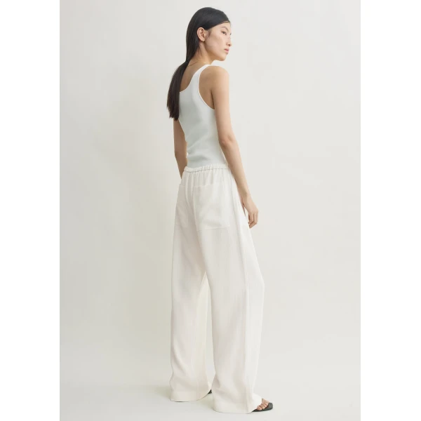 Woven Stripe Drawstring Trousers Meringue - Image 3