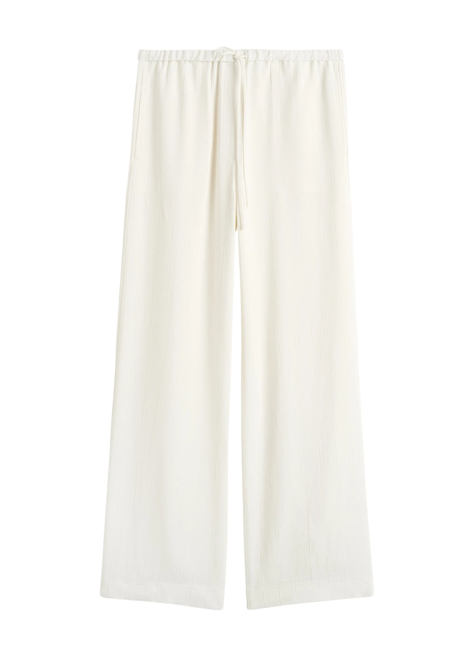 Toteme-Woven-Stripe-Drawstring-Trousers-Meringue68449_nobg Toteme Pants with minimalist design at Coveti