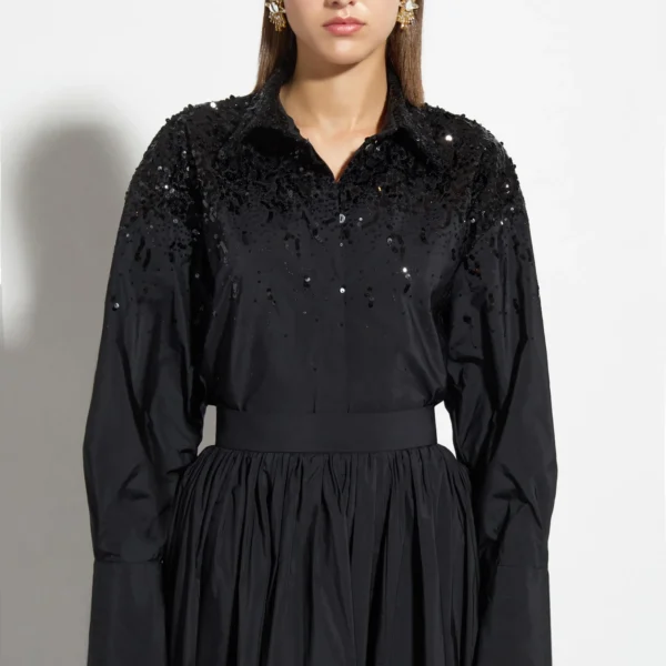 Zuhair Murad Taffeta Paillettes Shirt - Tops - Lebanese Haute Couture and Evening Gowns at Coveti