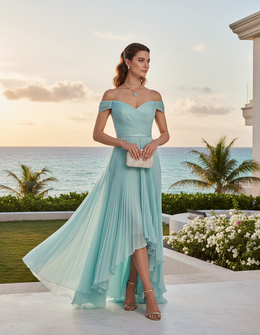 Gemma Deeks Style Guide: Elegant Chic wedding guest dress in Cancun Summer 2026