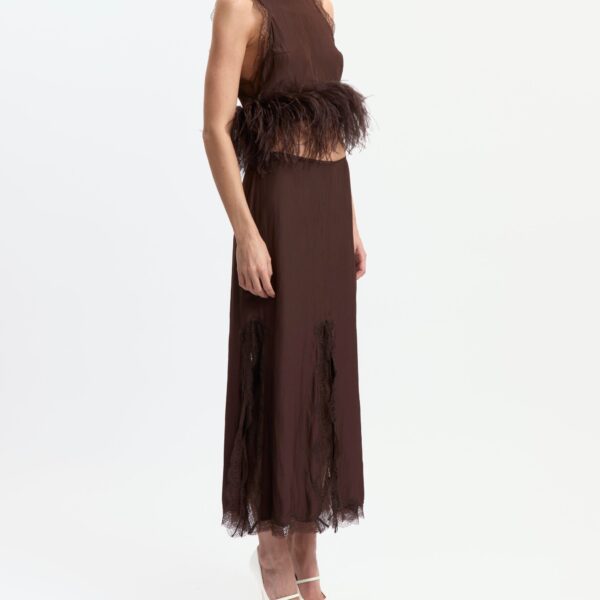 Elevate your elegance in this 16Arlington Tops from the luxury feather dress edit