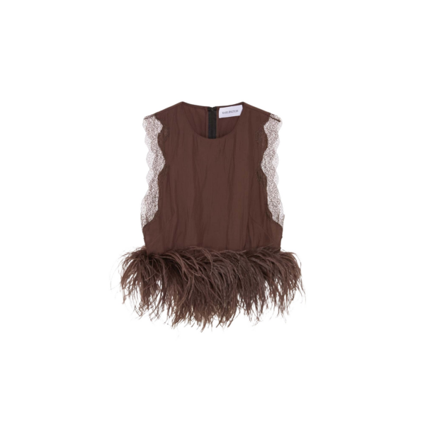 Elevate your elegance in this 16Arlington Tops from the luxury feather dress edit