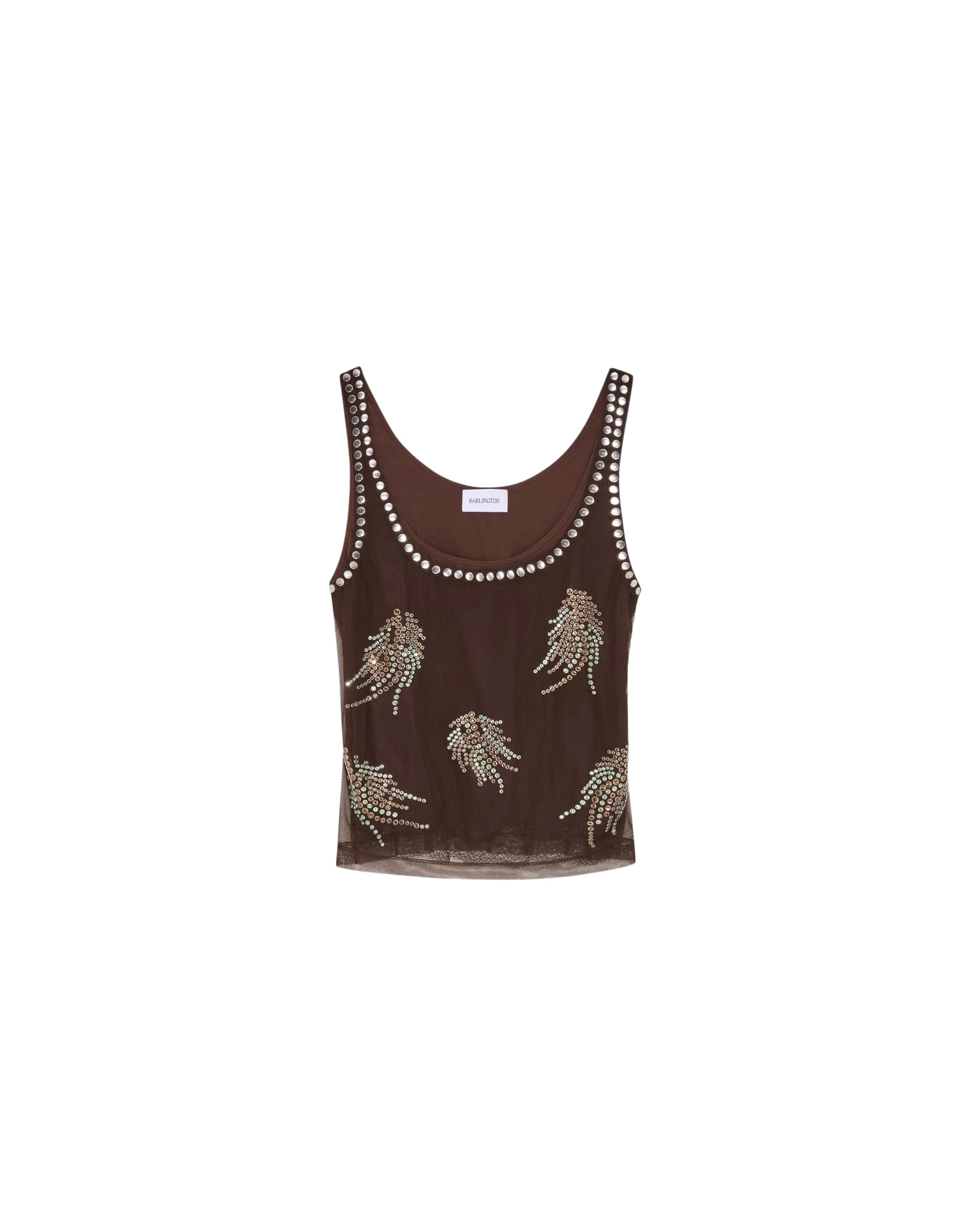 16Arlington-Esha-Top-In-Hot-Fix-coveti64735_nobg Elevate your elegance in this 16Arlington Tops from the luxury feather dress edit