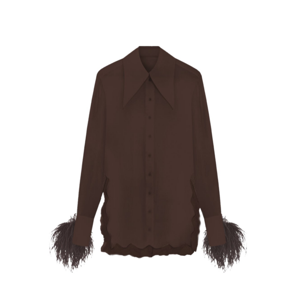 Elevate your elegance in this 16Arlington Tops from the luxury feather dress edit