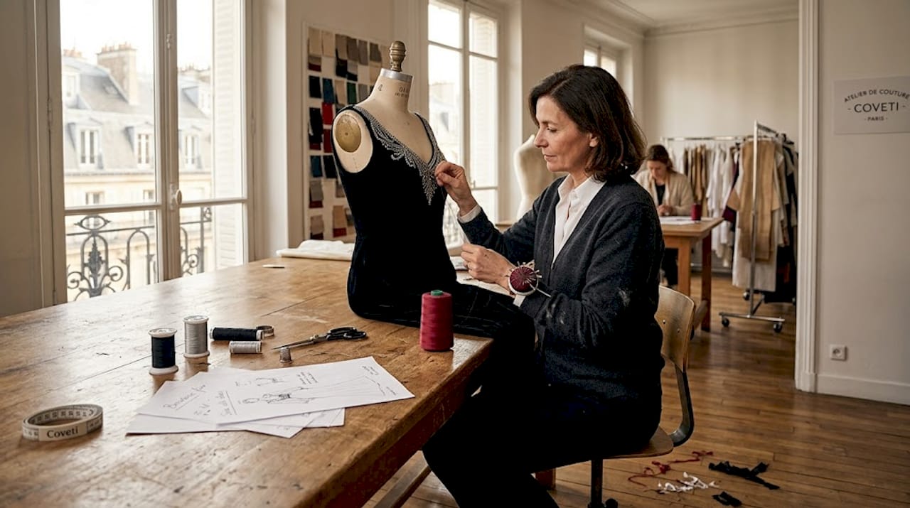 Savoir-faire couture et confection artisanale dans un atelier parisien