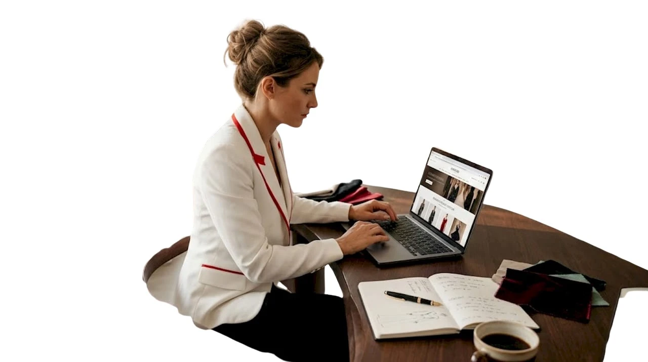 Donna alla ricerca di nuove piattaforme di moda online