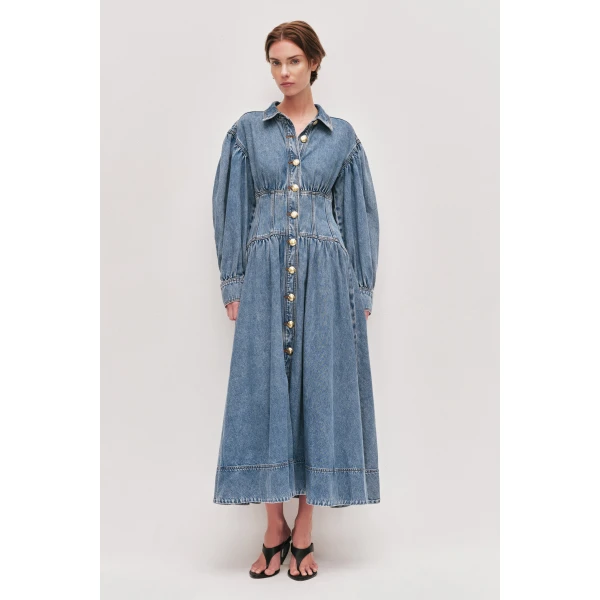 Aje Lorraine Denim Midi Dress, view 2