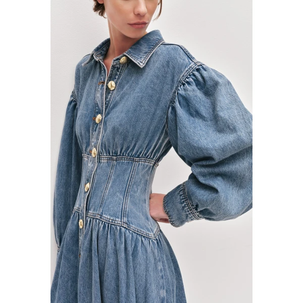 Aje Lorraine Denim Midi Dress, view 4