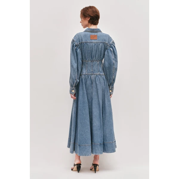 Aje Lorraine Denim Midi Dress, view 5